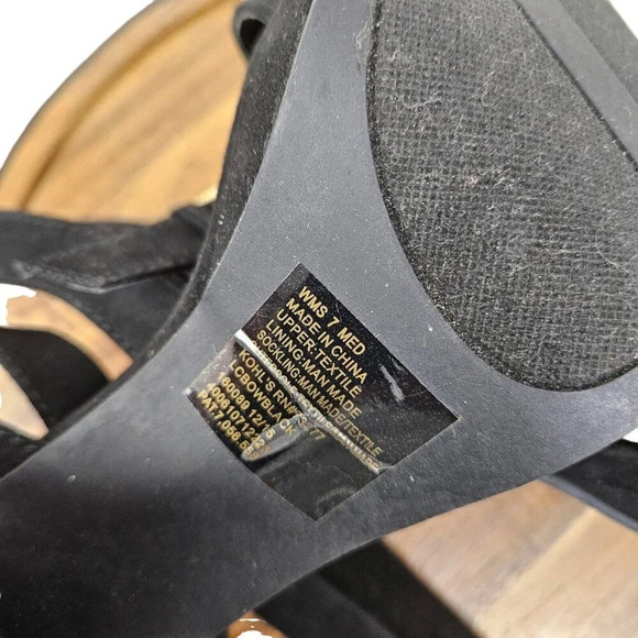 LC Lauren Conrad Black Strap Faux Suede Platform Ultra High Heels Size 7M - Picture 7 of 9